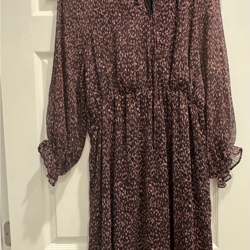 Zara Long Sleeve Dress in Burgundy and White
